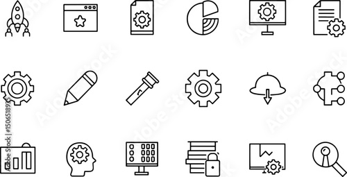 devops  agile  scrum line icons big set  plan  pro (1).eps