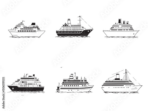 clean cruise ship line art vector perfect for stock use