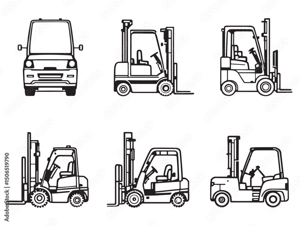 Fototapeta premium Clean forklift line art vector for business branding
