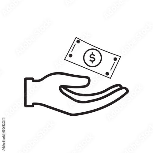 Payment with money, buying or purchase of goods flat icon for apps and websites