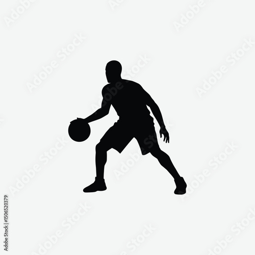 Basketball Player Silhouette Vectors – Dynamic Sports Poses on Clean White Background for Design & Print