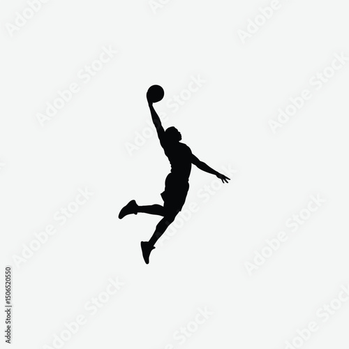 Basketball Player Silhouette Vectors – Dynamic Sports Poses on Clean White Background for Design & Print