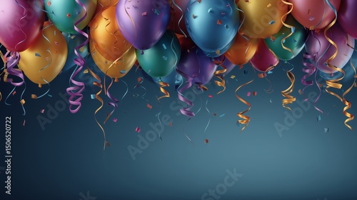 Colorful Floating Balloons with Streamers