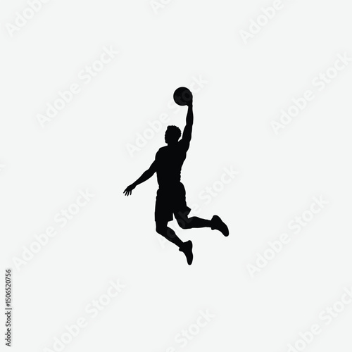 Basketball Player Silhouette Vectors – Dynamic Sports Poses on Clean White Background for Design & Print