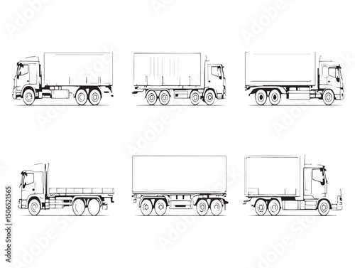 container truck line art graphic for delivery service
