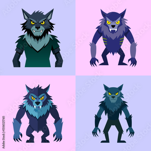 Werewolf Flat Illustration – Simple Cartoon Vector in Flat Style