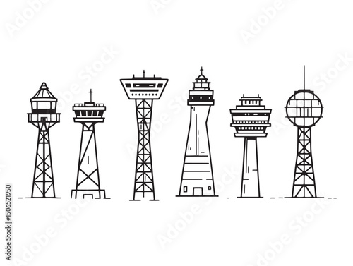 control tower line art vector icon for aviation themes