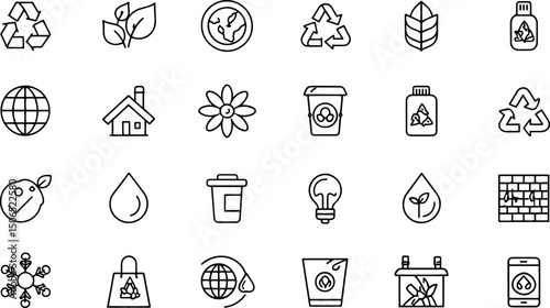 set of recycling related line icons  eco  save  re (1).eps