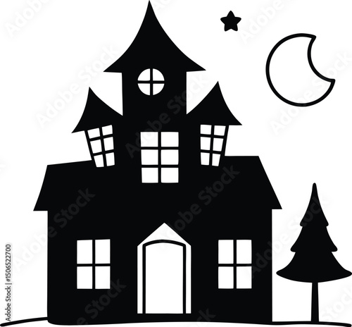 moonlit haunted house.eps