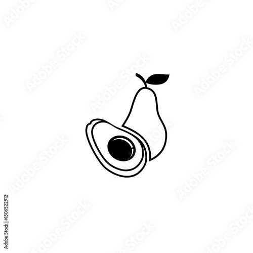 Split avocado outline vector illustration