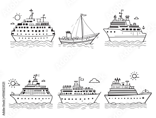 cruise ship line art simple elegant vector design for use