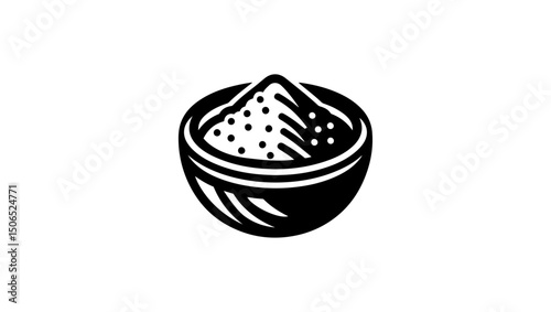 SALT, BOWL, SOUP BOWL, ANIMATED BOWL, VECTOR , ICON, GRAPHIC, BLACK AND WHITE, LOGO, SALT LOGO