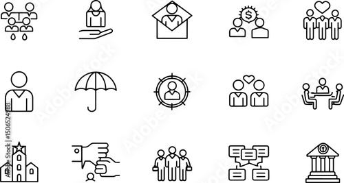 social policy related line icons  service  insuran.eps