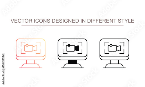 Screen Recording icon design with white background stock illustration
