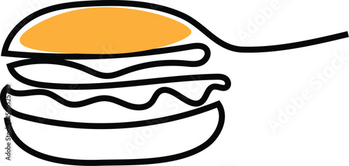 Hamburger in one line drawing. Minimalist fast food concept. vector illustraction 