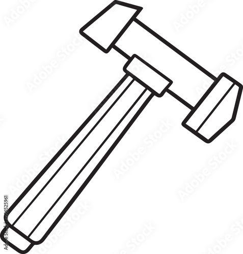 Hammer outline vector illustration line art	