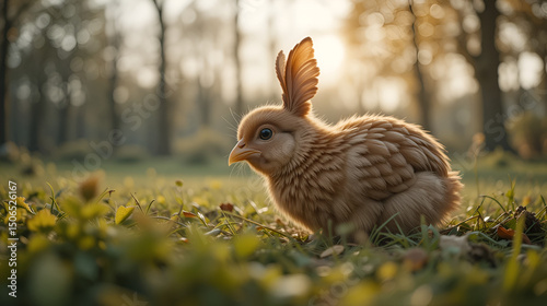 een krielkip in een weitje op een boerderij in Zuid-Limburg