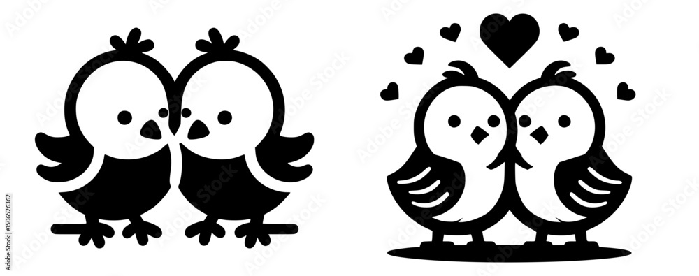 Obraz premium Two Cute Chicks Vector Icon