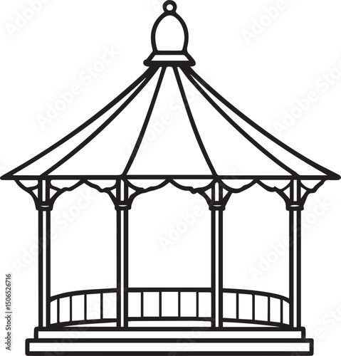 Gazebo outline vector illustration line art