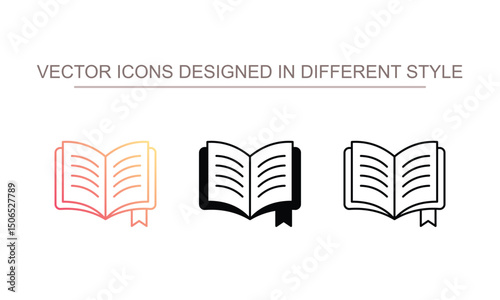 Open Book icon design with white background stock illustration