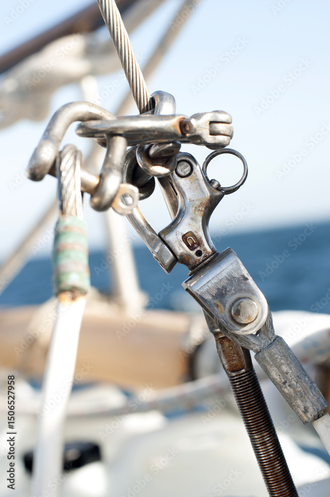 Close up detail of ropes on a sailing boat Close up detail of ropes on a sailing boat