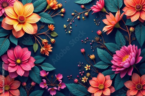 Intricate, flowing blooms, continuous pattern, surface, abstract