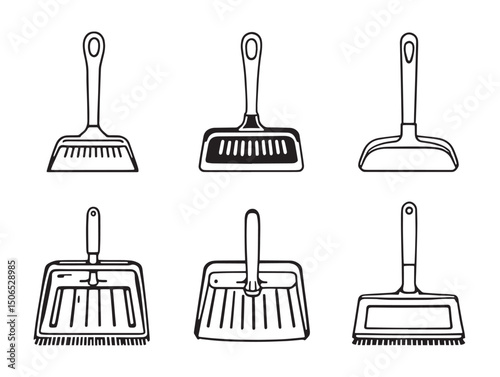 dustpan line art graphic sweep equipment illustration style