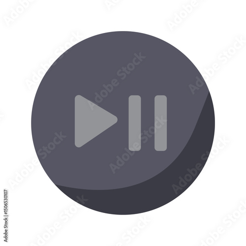 Play and pause button icon, play or pause video icon, media player button, circle shape playback controls