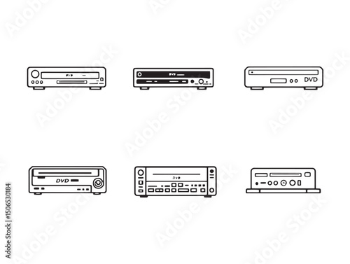 dvd player vector style flat line drawing artwork