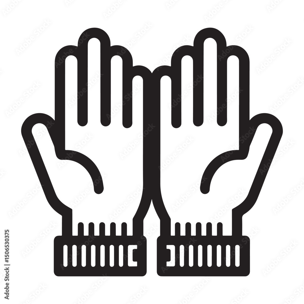 Obraz premium Pair of Gloves Safety Icon Line Art Silhouette Vector