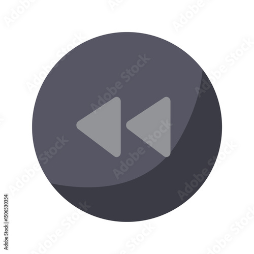 Rewind button icon, rewind video icon, slow motion button, media player button, circle shape playback controls