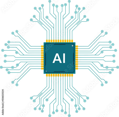 Artificial intelligence AI processor chip icon.AI Processor circuit vector set. Mini AI CPU icon collection.eps