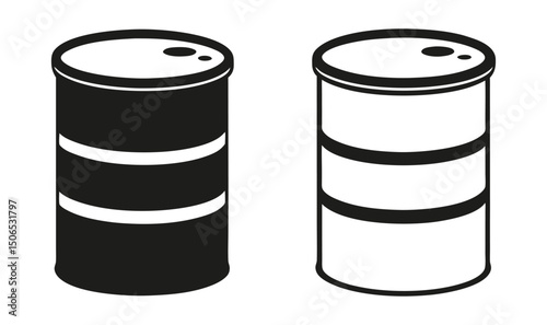 ofvs433 OutlineFilledVectorSign ofvs - oil drum vector icon . barrel sign . isolated transparent . black outline and filled version . AI 10 / EPS 10 / PNG . g11773