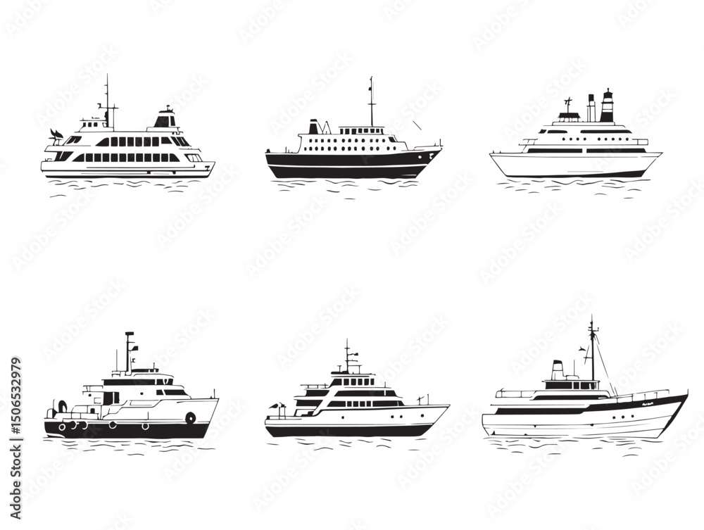 Fototapeta premium ferry line art clean simple cruise ship design