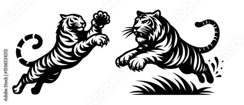 Tiger Claws Extended Vector Silhouette