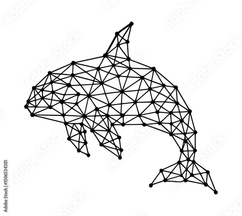 Orca Polygon Wireframe Logo Black Vector
