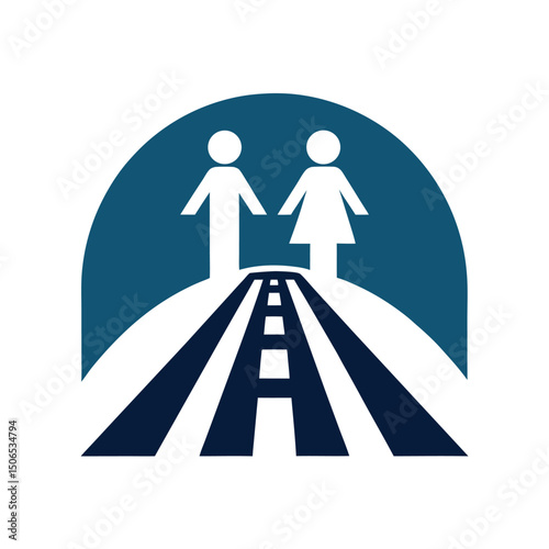 Pedestrian Road Logo with Crosswalk Sign