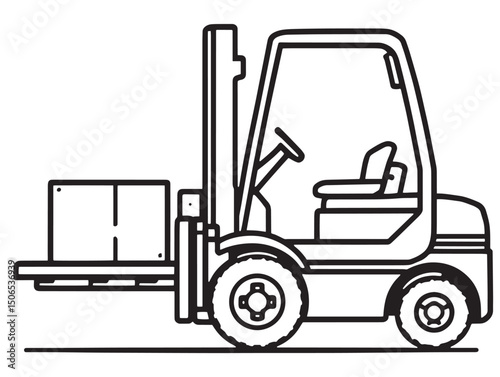 Forklift line art drawing vector for industrial use