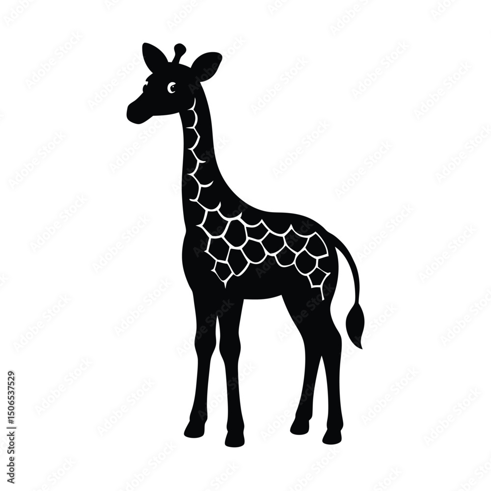 Obraz premium Baby Giraffe Standing Vector Silhouette