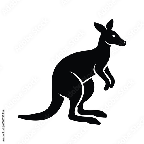 Baby Kangaroo Hopping Vector Silhouette