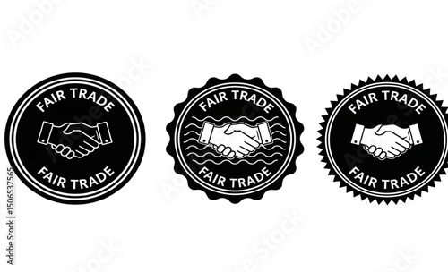 Fair Trade Black and White Stamps | Certified Product Labels for Ethical and Sustainable Business Marketing