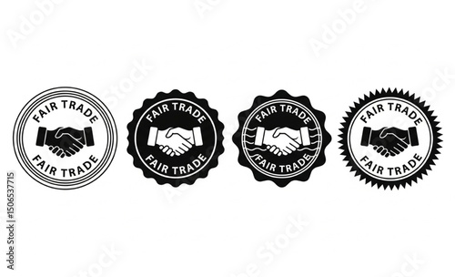 Fair Trade Handshake Logo Icons | Ethical Commerce Certifications for Sustainable Business Practices