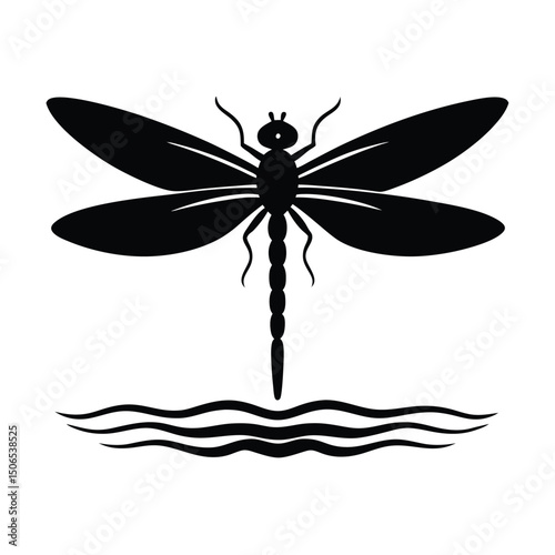 Dragonfly Skimming Vector Silhouette