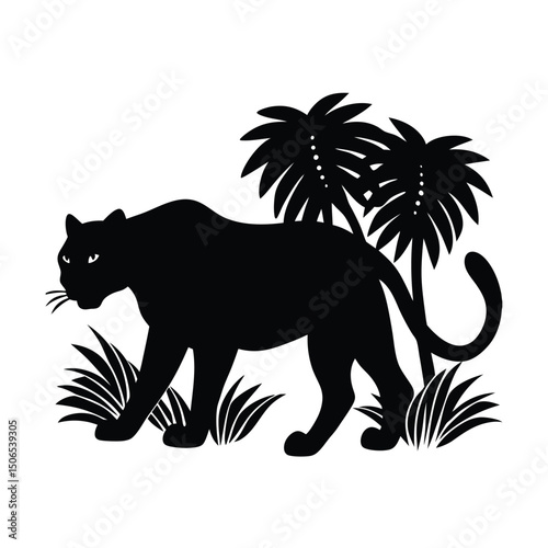 Leopard Stalking Vector Silhouette