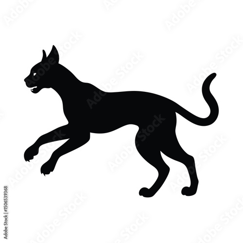 Serval Leaping Prey Vector Silhouette