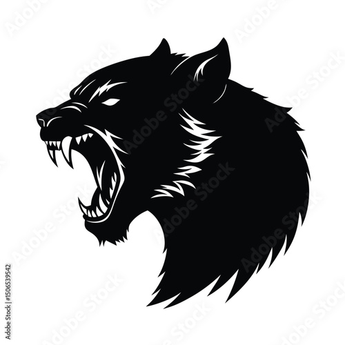 Wolverine Snarling Snow Vector Silhouette