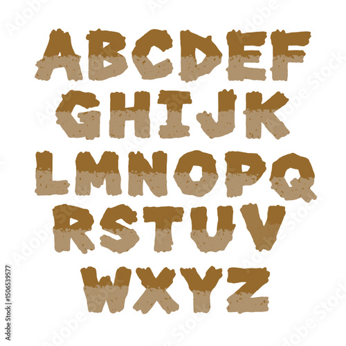 Western style uppercase alphabet letters with rugged desert textured font design vector