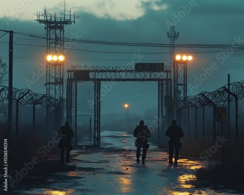Mysterious gate passageway at night