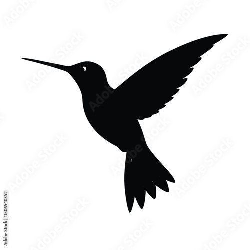 Hummingbird Hovering Vector Silhouette