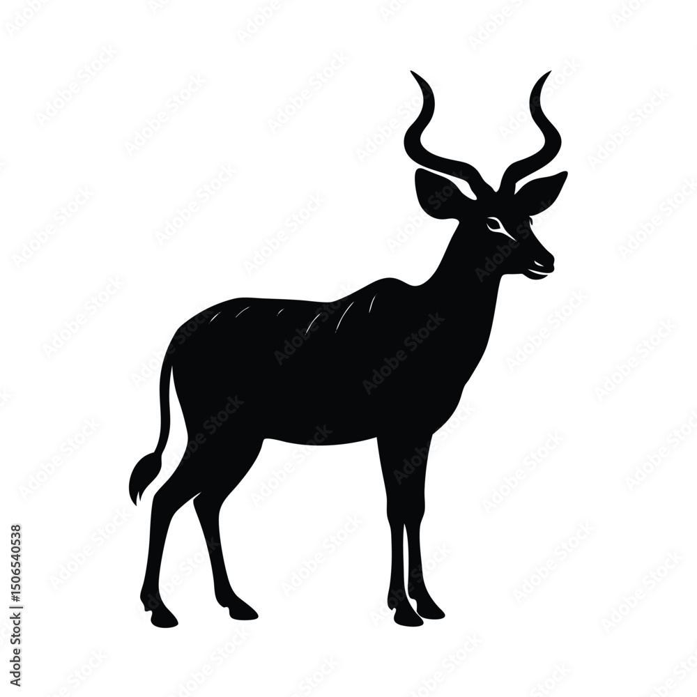 Obraz premium Kudu Standing Savanna Vector Silhouette